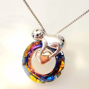 NEW Aurora Borealis Style Sterling Silver Sloth